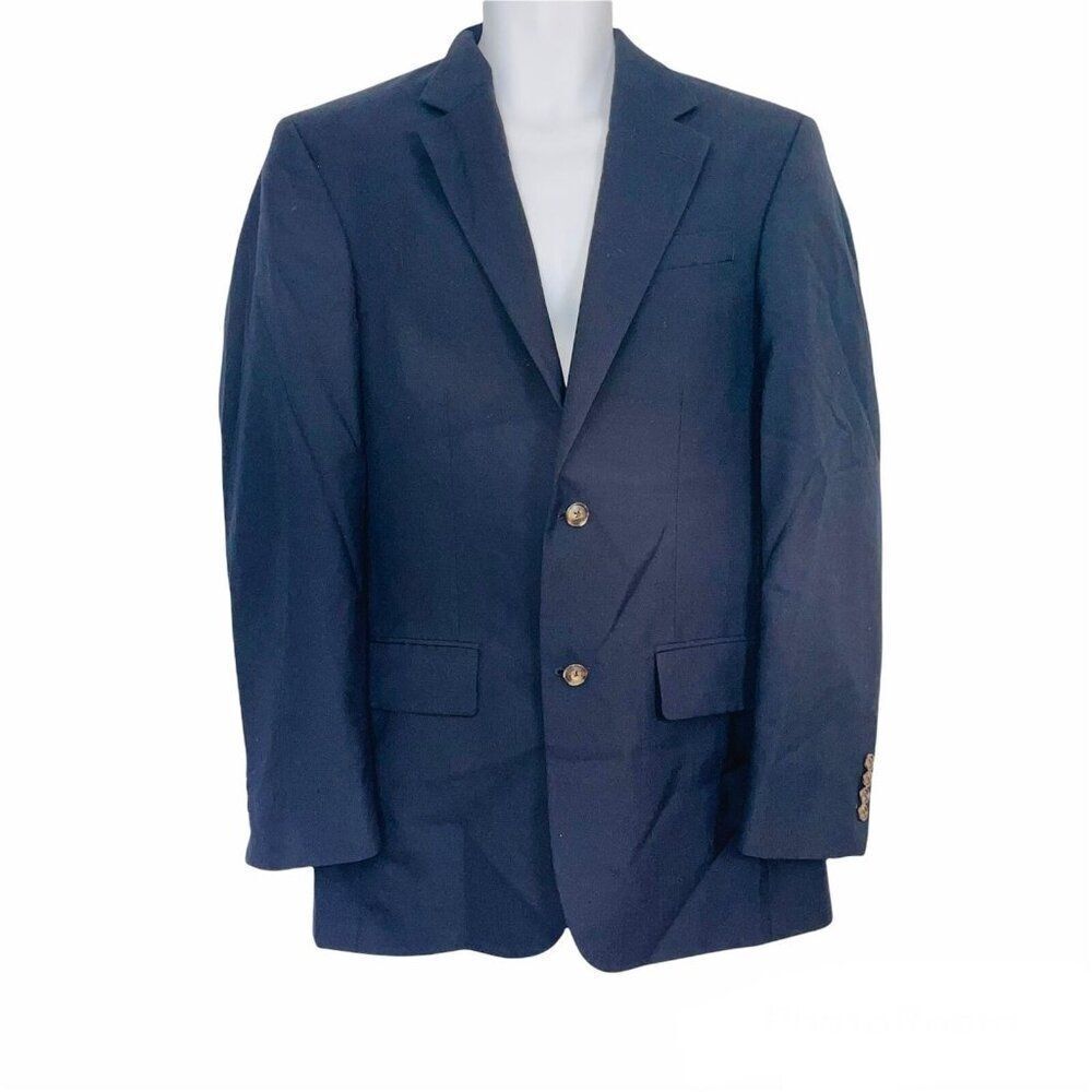 Versini Mens 38L Blazer Black Sports Coat Pockets Wool